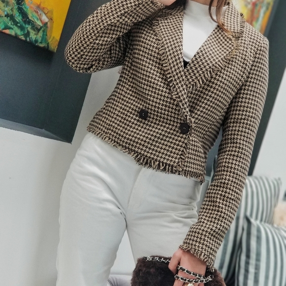 ALL ABOUT BUSINESS Houndstooth Blazer - brown tan - Picture 6 of 8